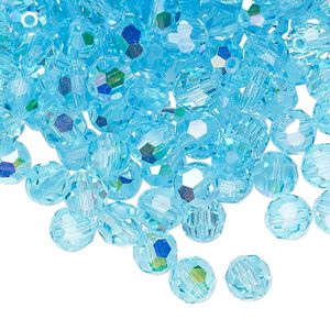 Bead 288pk aqua bohemica AB, Preciosa Czech crystal 6mm round