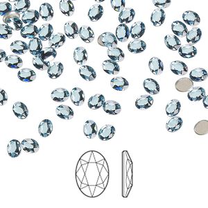 Flat back 288pk aquamarine foil back, Swarovski&reg; 4x3mm oval 2603