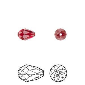 Bead 24pk Siam, Crystal Passions&reg; 9x6mm teardrop 5500