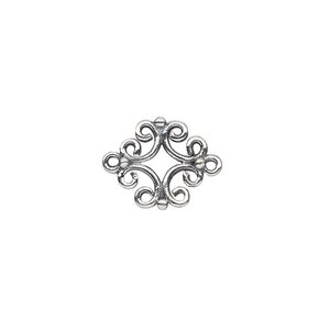 Link, antiqued sterling silver, 12.5x12mm fancy diamond. Sold individually.
