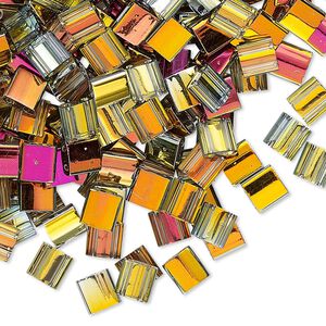 Seed bead, TILA&reg;, glass, pkg/10g, 5mm full tila square, opaque marea crystal clear (TL-4551).