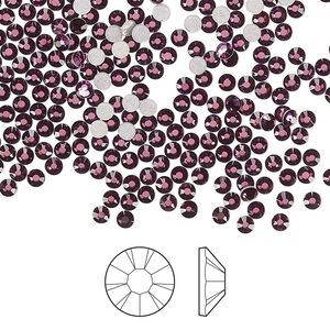 Flat back 1440pk amethyst foil back, Preciosa MAXIMA Czech crystal hotfix rhinestone 2.3-2.5mm chaton rose round SS8
