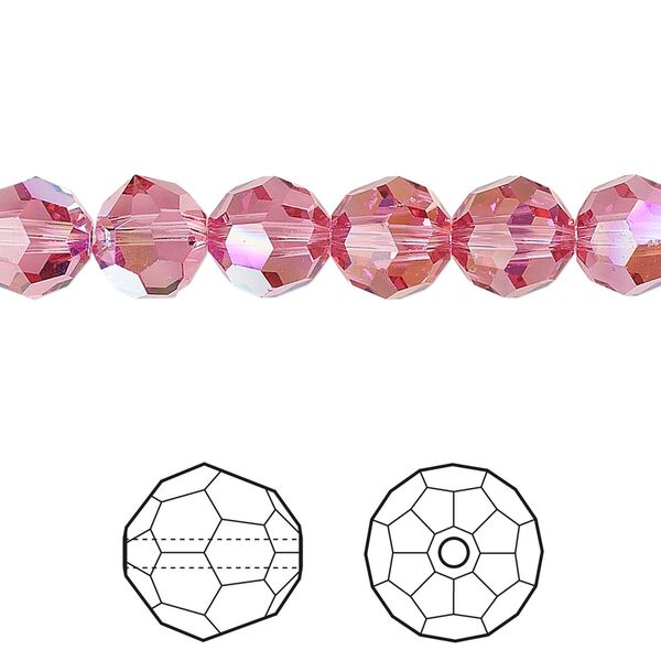 Bead 12pk rose AB, Crystal Passions&reg; 8mm round 5000 image number 0