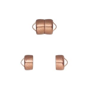 Clasp magnetic 1pkg12, 8.6x7.7mm barrel, copper Mag-Lok&reg; 1-strand