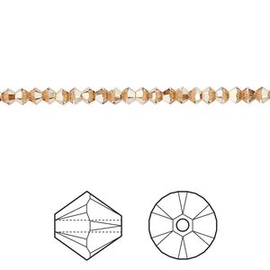 Bead 48pk crystal metallic sunshine, Crystal Passions&reg; 3mm bicone 5328