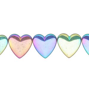 Hemalyke&trade; 1pkg1, electroplated side-drilled heart bead 15.5-16 inch 12mm