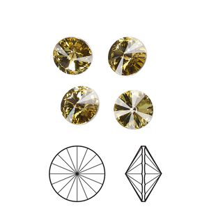 Chaton 8pk dark jonquil foil back, Crystal Passions&reg; Regenerated 8.16-8.41mm rivoli SS39 1122