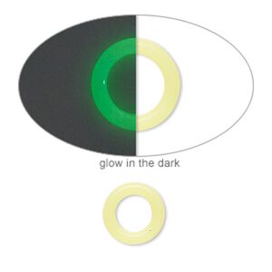 Component, Oh! Ring&trade;, silicone, pale yellow glow-in-the-dark, 10mm round with 6mm hole. Sold per pkg of 300.