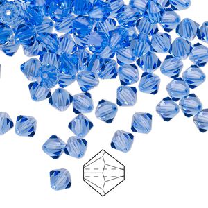 Bead 144pk sapphire, Preciosa Czech crystal 5mm bicone