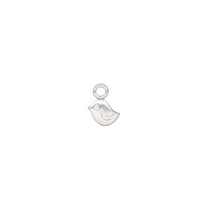 Charm, sterling silver, 5.5x4.5mm single-sided chickadee. Sold per pkg of 2.