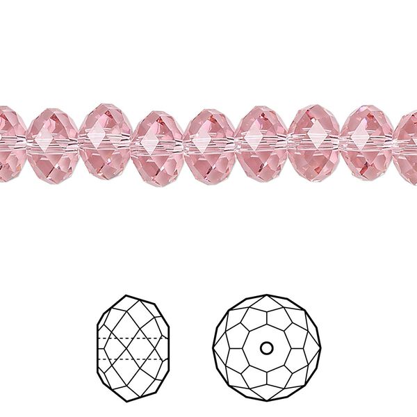 Bead 288pk light rose, Swarovski&reg; 8x6mm rondelle 5040 image number 0