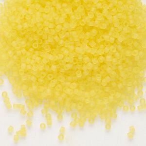 Seed bead, Delica&reg;, glass, pkg/7.5g, #11 round, translucent matte yellow (DB-0743).