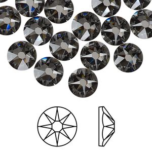Flat back 12pk crystal silver night foil back, Crystal Passions&reg; 8.412-8.672mm rose round SS40 2088