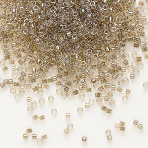 Seed bead, Delica&reg;, glass, pkg/250g, #11 round, translucent taupe-lined luster crystal clear (DB-0064).