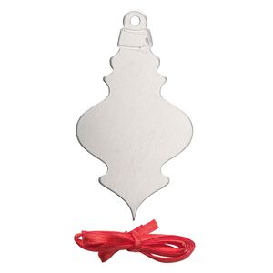 Ornament, ImpressArt&reg;, aluminum and polyester, 3x1-11/16 inch ball with ribbon. Sold per pkg of 3.