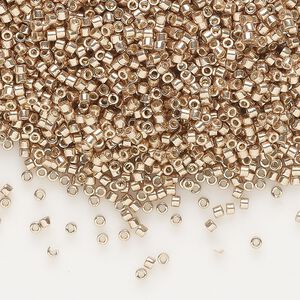 Seed bead, Delica&reg; 1pkg250g glass, #11 round, Duracoat&reg; opaque galvanized champagne / outside dyed (DB-1834)