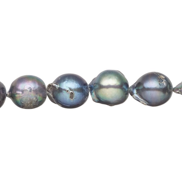 Freshwater pearl 1pkg1, freeform, 15.5-16 inch blue peacock 8-9mm cultured image number 0