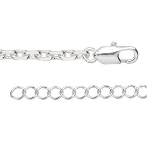 Chain 1pkg1 silver-plated cable, 4mm / lobster claw clasp, brass 24 inch
