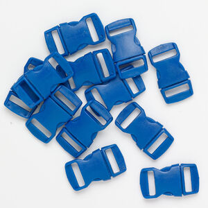Clasp buckle 1pkg12, 30x16mm, plastic blue 1-strand