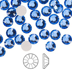 Flat back 288pk sapphire foil back, Preciosa MAXIMA Czech crystal hotfix rhinestone 6.3-6.5mm chaton rose round SS30