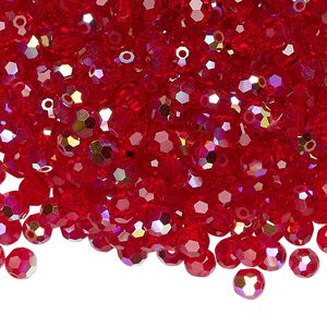 Bead 144pk light Siam AB, Preciosa Czech crystal 4mm round