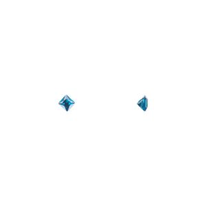Gem, cubic zirconia, spinel blue, 3mm faceted square, Mohs hardness 8-1/2. Sold per pkg of 5.