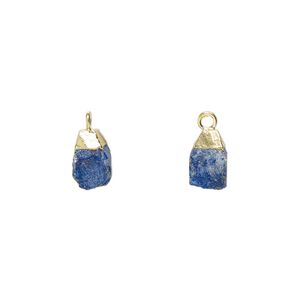 Drop 1pkg1, gold-plated electrocoated sterling silver and lapis lazuli (natural), 8x5mm-9x7mm hand-cut nugget
