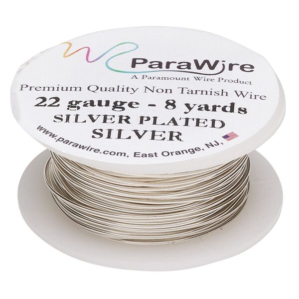 Wire, ParaWire&trade;, silver-plated copper, round, 22 gauge. Sold per 8-yard spool. image number 0