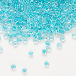 Seed bead, Dyna-Mites&trade;, glass 1pkg40g, #8 round, transparent inside dyed color sea green (245 8/0 RR)