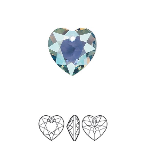 Drop 24pk aquamarine shimmer, Swarovski&reg; 14.5mm pendant heart cut 6432 image number 0