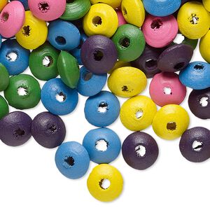Bead mix, wood, mixed colors, 8x4mm rondelle. Sold per 400-gram pkg, approximately 6,000 beads.