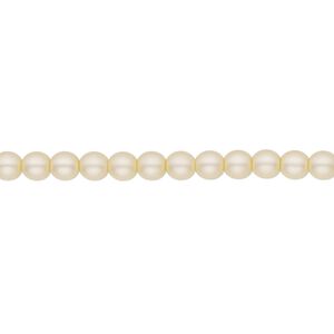 Bead, Czech pearl-coated glass druk, opaque matte cream, 4mm round. Sold per 15-1/2" to 16" strand.