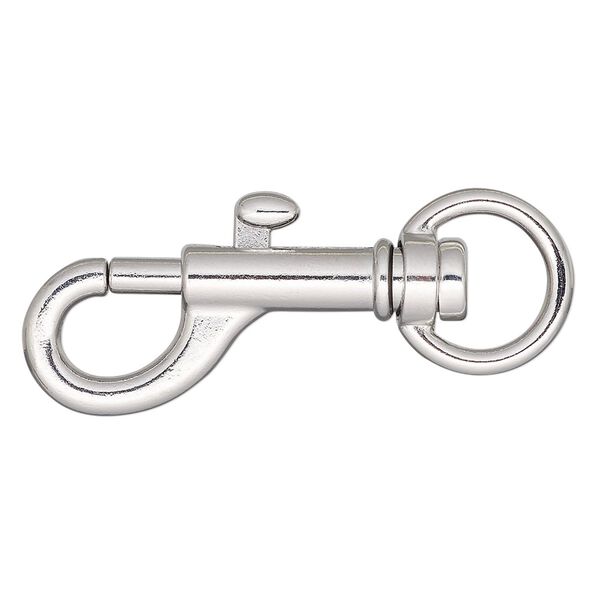 Clasp snap hook 1pkg4 "pewter" (zinc alloy), 31x13mm swivel, imitation rhodium-finished steel 1-strand image number 0