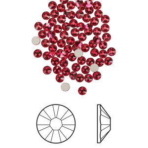Flat back 1440pk scarlet foil back, Swarovski&reg; 2.5-2.7mm rose round SS9 2058