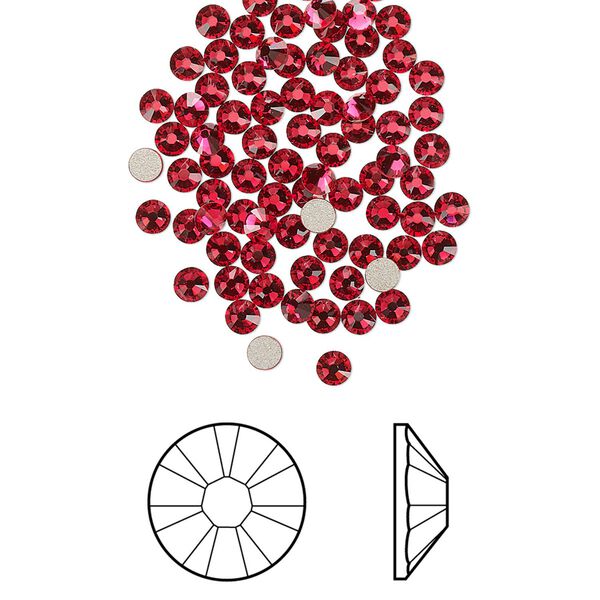 Flat back 1440pk scarlet foil back, Swarovski&reg; 2.5-2.7mm rose round SS9 2058 image number 0