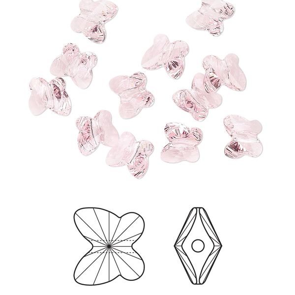 Bead 360pk light rose, Swarovski&reg; 6x5mm butterfly 5754 image number 0