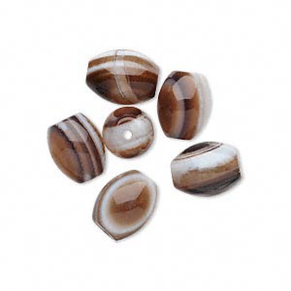 Black and white sardonyx 1pkg6, oval bead natural 10x8mm image number 0