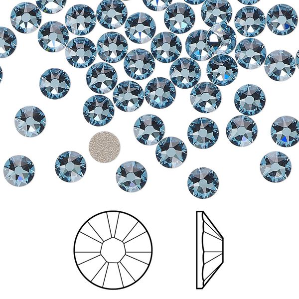 Flat back 144pk aquamarine foil back, Crystal Passions&reg; 4.6-4.8mm rose round SS20 2088 image number 0