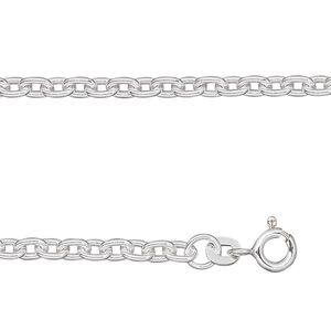 Chain 1pkg1 sterling silver cable, 3mm oval / mixed clasp, 36 inch