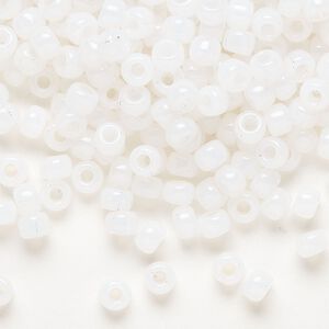Seed bead, Miyuki, glass, pkg/25g, #6 rocaille, translucent opal (RR-550).