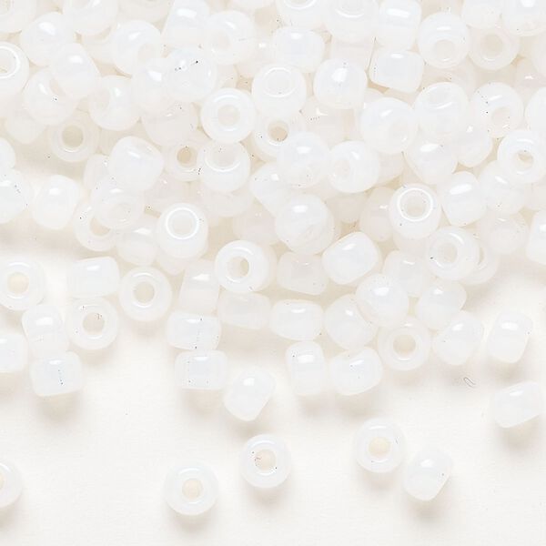 Seed bead, Miyuki, glass, pkg/25g, #6 rocaille, translucent opal (RR-550). image number 0