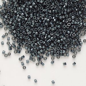 Seed bead, Delica&reg;, glass, pkg/250g, #11 round, opaque nickel-plated dyed color midnight blue (DB-0465).