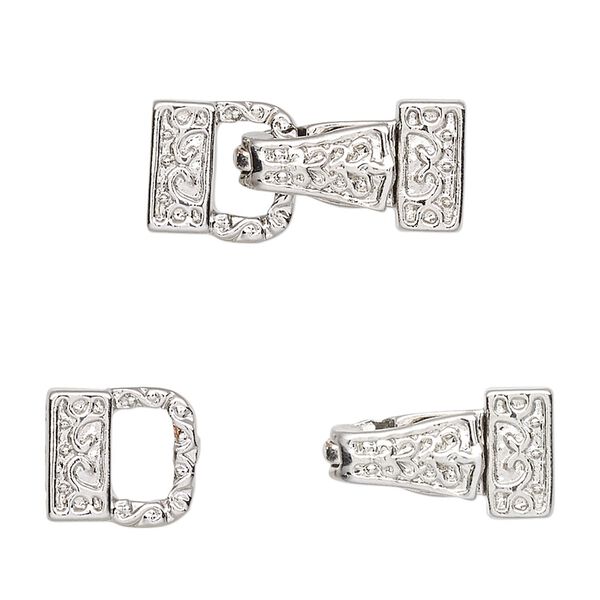 Clasp magnetic fold-over 1pkg1 "pewter" (zinc alloy), 23x10mm, silver-finished 3-strand image number 0
