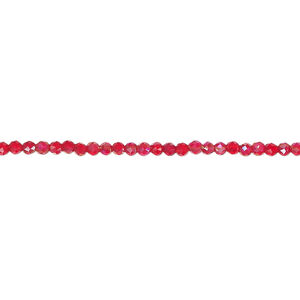 Glass 1pkg1, faceted round bead 14 inch transparent red AB 2mm