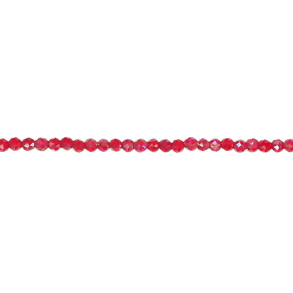 Glass 1pkg1, faceted round bead 14 inch transparent red AB 2mm image number 0