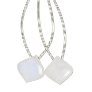 Rainbow moonstone 1pkg2, hand-cut top-drilled puffed teardrop bead natural 14x14mm