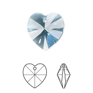 Drop 72pk aquamarine, Swarovski&reg; 18mm pendant heart 6228