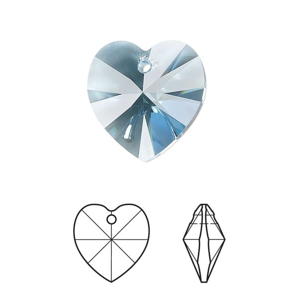 Drop 72pk aquamarine, Swarovski&reg; 18mm pendant heart 6228 image number 0