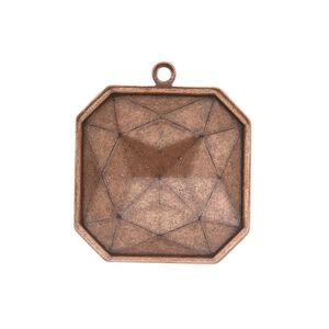 Drop, Almost Instant Jewelry&reg;, antique copper-plated brass, 25mm square with 23mm square setting. Sold per pkg of 2.