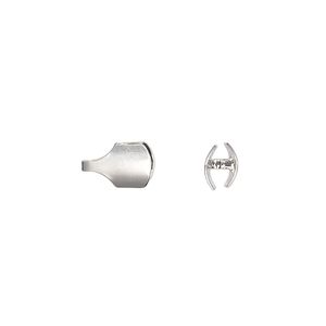 Cord end glue-in 1pkg6 silver-plated, 10x6mm / 5.5x3.5mm inside diameter, brass